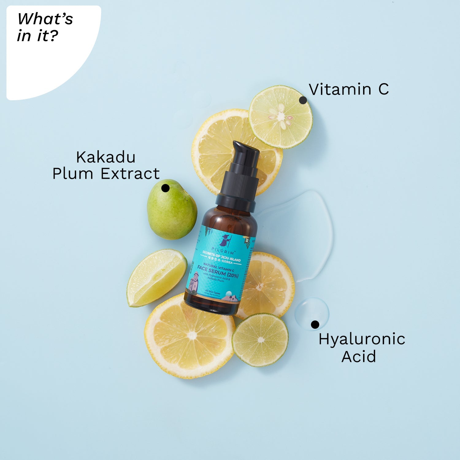 20% Vitamin C Face Serum with Hyaluronic Acid & Kakadu Plum for glowing/Dry/Oily skin & Combination Skin 30ml - What&