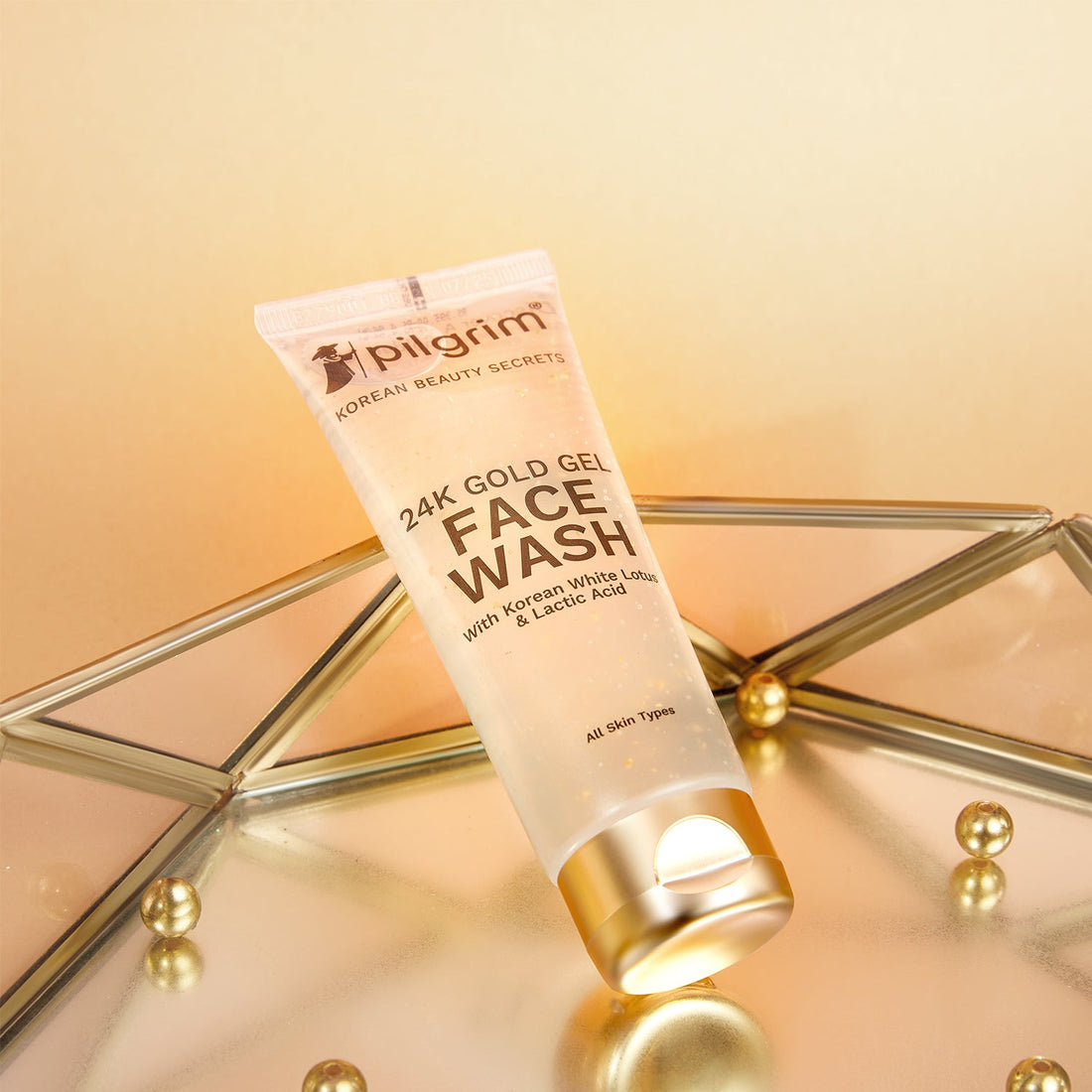  24k Gold Gel Facewash with Korean White Lotus &amp; Lactic Acid 80ml | Face wash for glowing skin | Reduce dark spot and improves skin texture | Removes dullness | For All Skin Types - Image