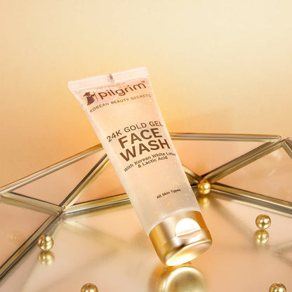  24k Gold Gel Facewash with Korean White Lotus &amp; Lactic Acid 80ml | Face wash for glowing skin | Reduce dark spot and improves skin texture | Removes dullness | For All Skin Types - Image