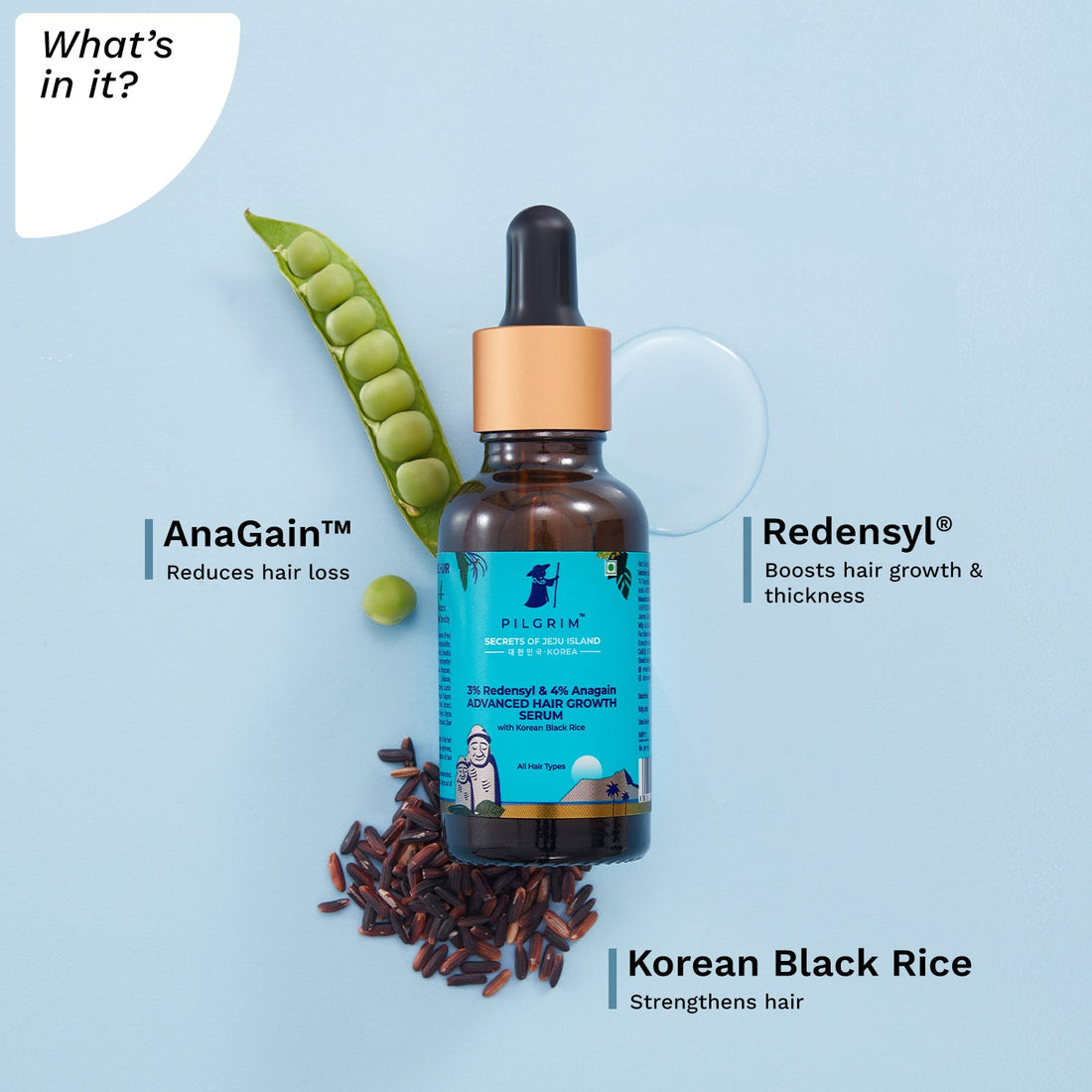 Advanced Hair Growth Serum (30ml) with Redensyl 3% + Anagain 4% with Natural Ingredients, Controls Hair Fall, Stimulates Hair Growth, Increase Hair Density | Hair Growth Serum 30ml - What&