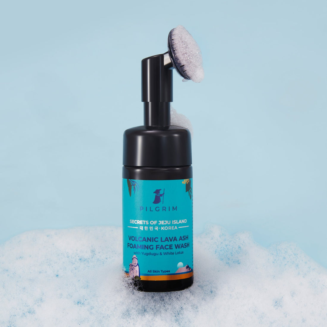  Volcanic Lava Ash Foaming Face Wash with Built In Brush for Deep Cleansing | Korean Skin Care Products 120 ml - Image