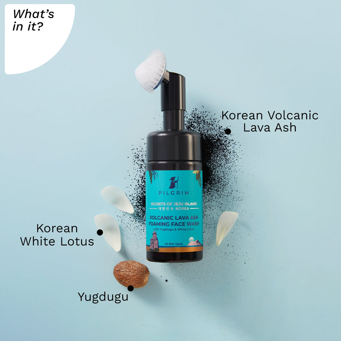  Volcanic Lava Ash Foaming Face Wash with Built In Brush for Deep Cleansing | Korean Skin Care Products 120 ml - What&