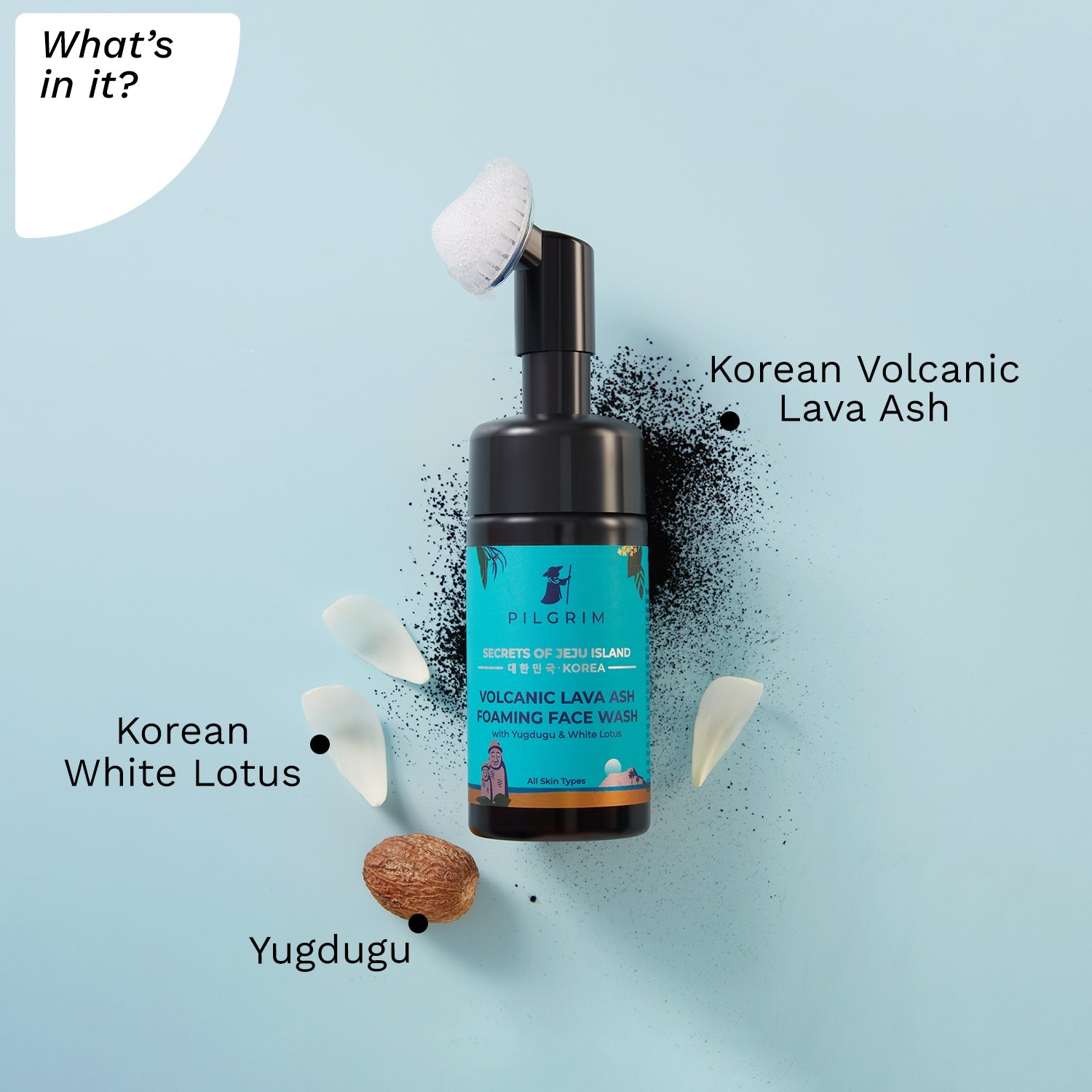  Volcanic Lava Ash Foaming Face Wash with Built In Brush for Deep Cleansing | Korean Skin Care Products 120 ml - What&
