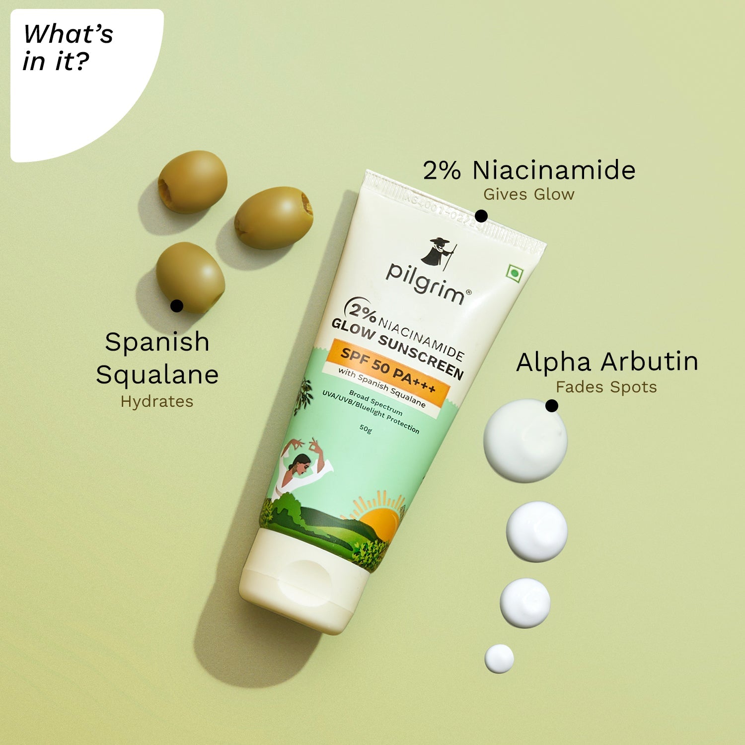 2% NIACINAMIDE  GLOW SUNSCREEN SPF 50 PA+++ -What&